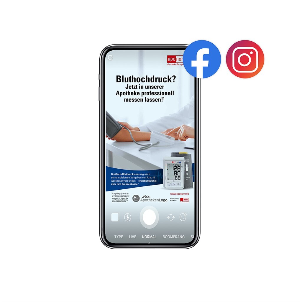 Social Media Story-Post 1080 x 1920 px pDL Blutdruckmessen mit individualisierbarem Apothekenlogo  