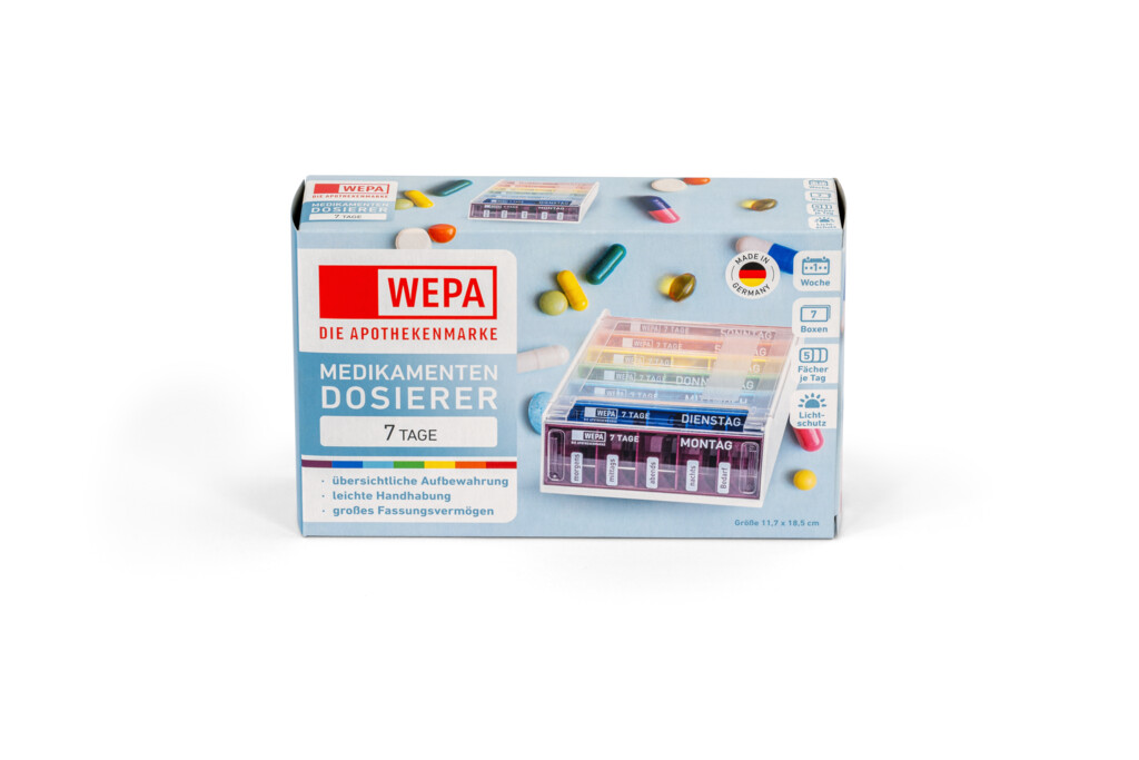 WEPA Medikamentendosierer 7 Tage Wochenmagazin "Regenbogen/UV-Schutz+"