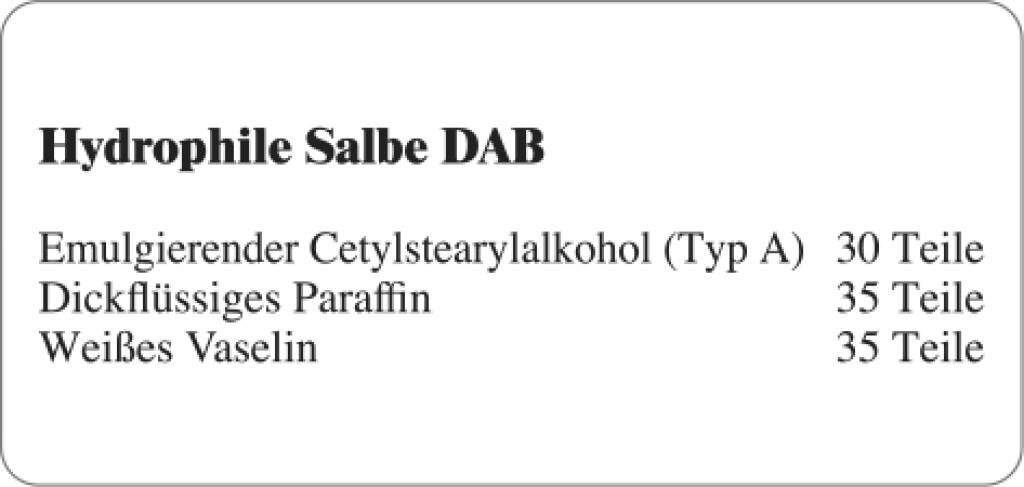 Etiketten zur Kennzeichnung von Rezepturen und Arzneimitteln "Hydrophile Salbe DAB"