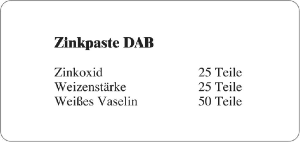 Etiketten zur Kennzeichnung von Rezepturen und Arzneimitteln "Zinkpaste DAB"