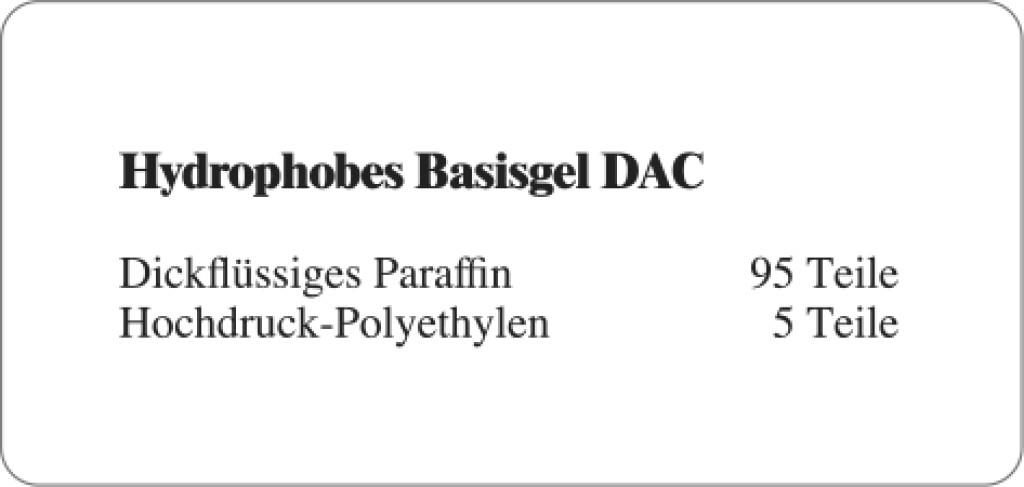 Etiketten zur Kennzeichnung von Rezepturen und Arzneimitteln "Hydrophobes Basisgel DAC"