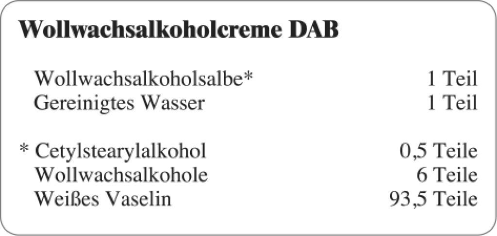 Etiketten zur Kennzeichnung von Rezepturen und Arzneimitteln "Wollwachsalkoholcreme DAB"