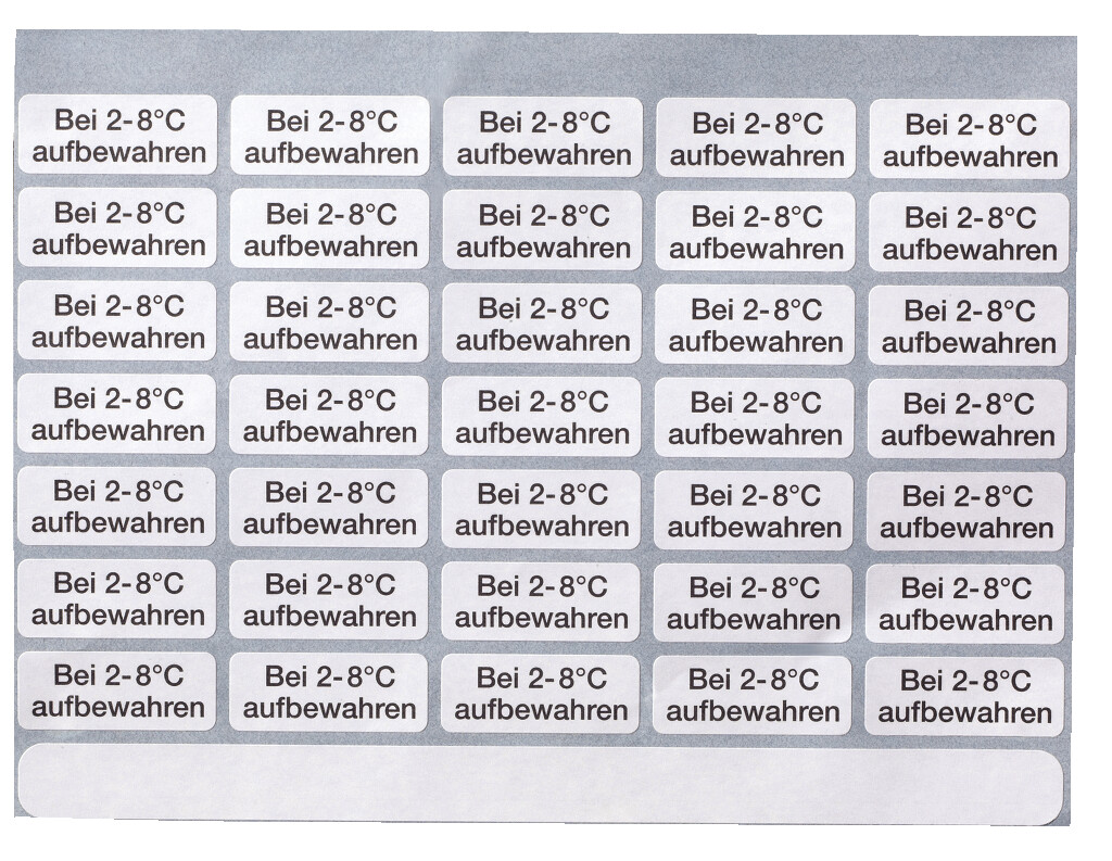 Haftetiketten "Bei 2-8 °C aufbewahren"