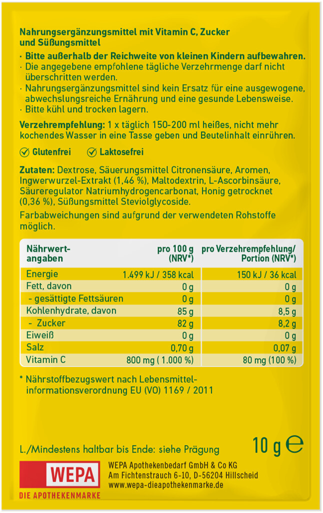 WEPA Ingwer+Honig Portionsbeutel