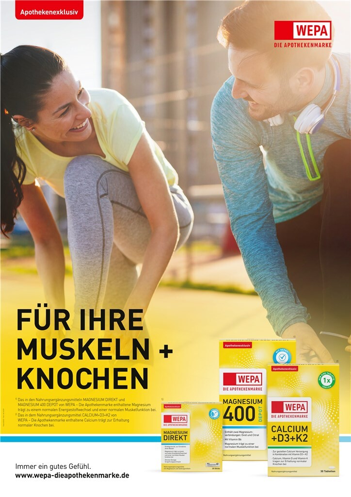 <p>Poster WEPA Nahrungsergänzung "Für Muskeln und Knochen"</p>