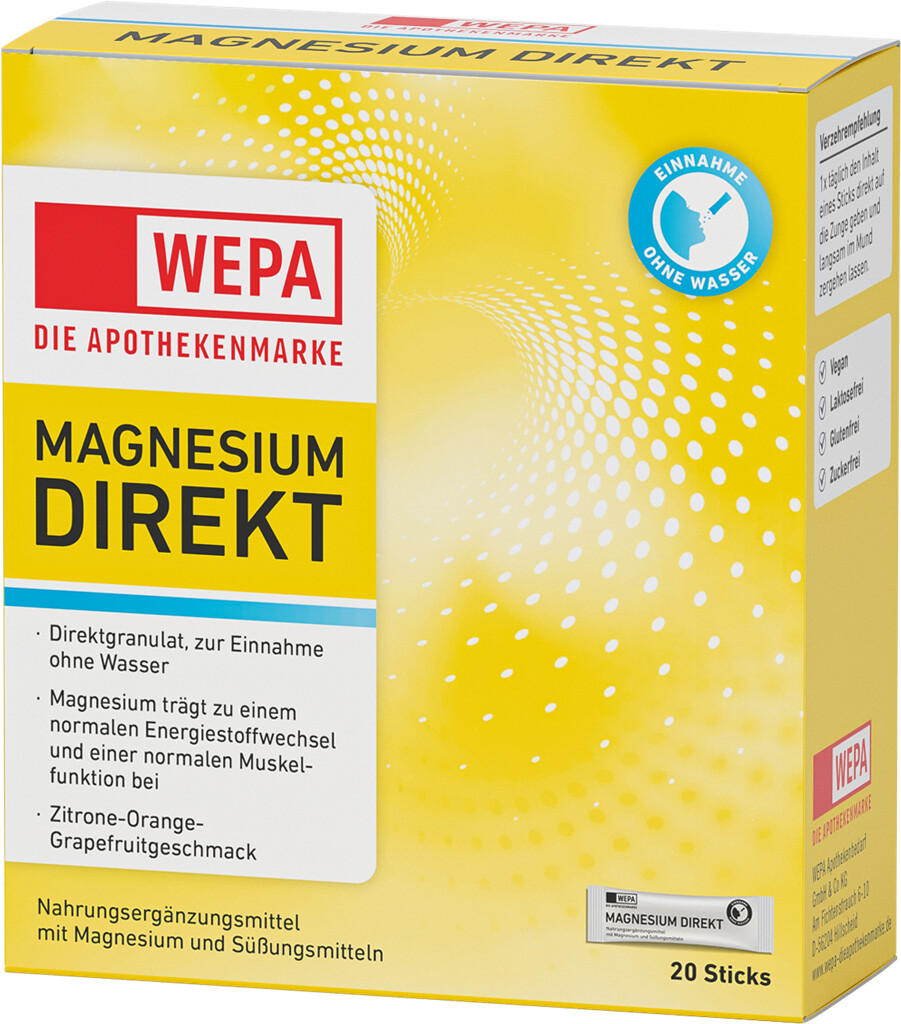 WEPA Magnesium Direkt Sticks, 20er Pack.