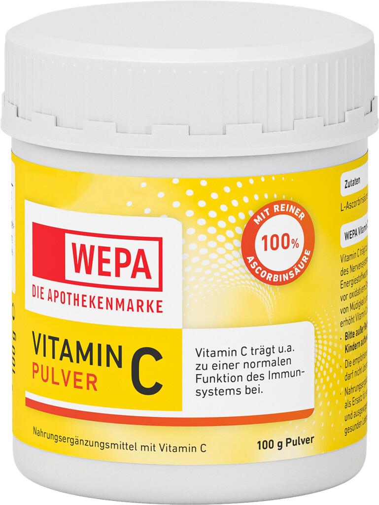 <p>WEPA - Die Apothekenmarke Vitamin C Pulver, 100 g Dose</p>