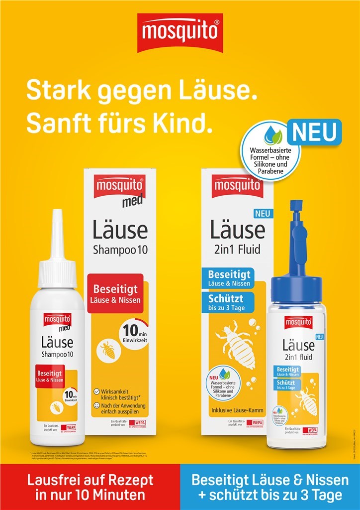 <p>mosquito<sup>® </sup>Poster med Läuse-Shampoo 10 / Läuse-2in1 Fluid, A1</p>