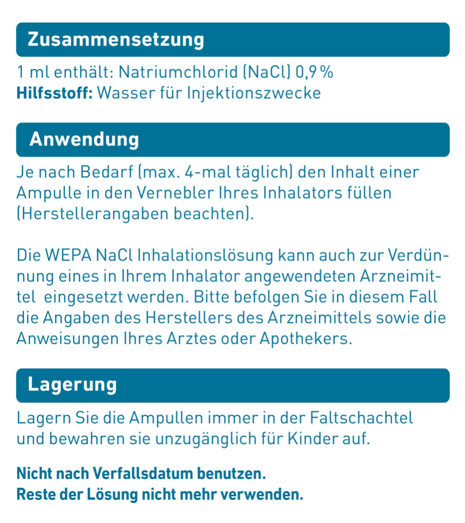 WEPA NaCl Inhalationslösung 0,9% 20 Ampullen à 5 ml