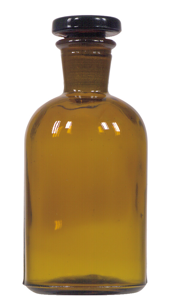 Rundschulter-Enghalsflasche mit Glasstopfen 125 ml, blanko