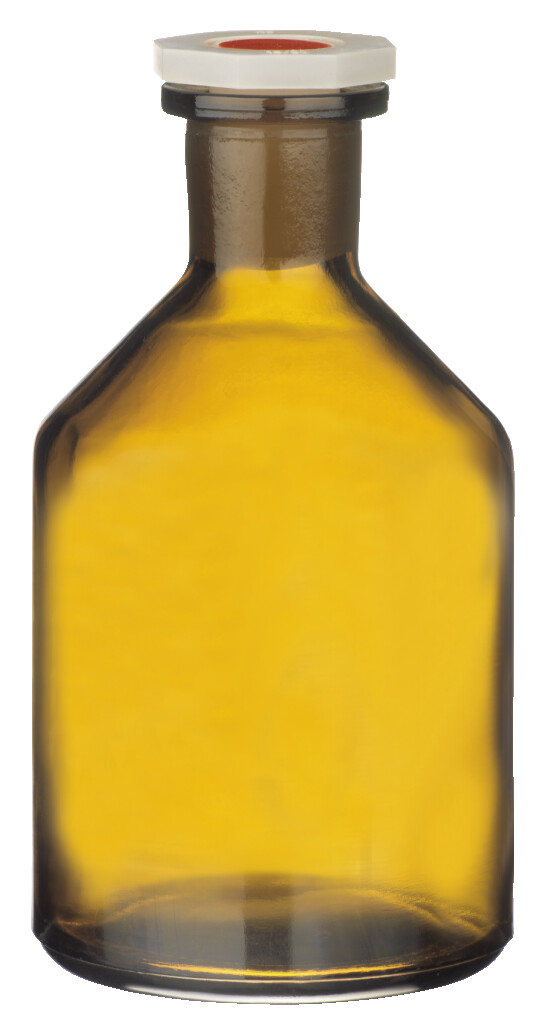 Steilbrustflasche, enghalsig, blanko mit Polystopfen, 50 ml