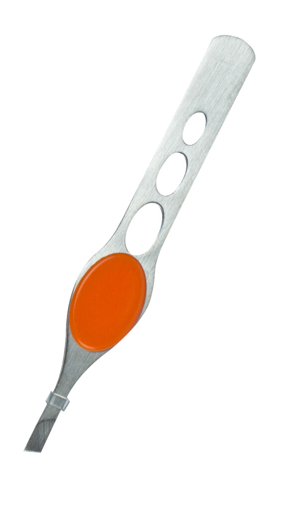 Edelstahl-Pinzette mit gummiertem Griff, orange