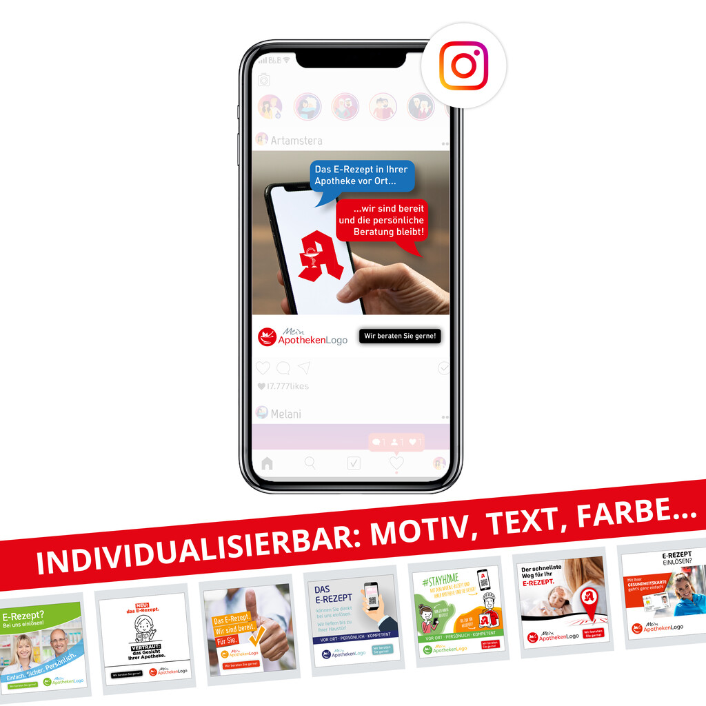 GRATIS! Digitaler E-Rezept Werbebanner Instagram-Feed, 1080 x 1080 px