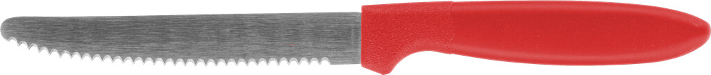 <p>Brötchenmesser mit Klingenschutz rot neutral</p>