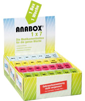 ANABOX<sup>®</sup>  1x7 Display bunt mit klarem Deckel à 12 Stück