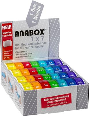 ANABOX<sup>®</sup> 1x7 Display Regenbogen mit Fachteilern á 12 Stück