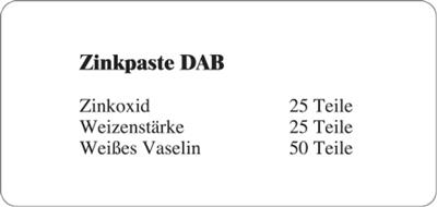 Etiketten zur Kennzeichnung von Rezepturen und Arzneimitteln "Zinkpaste DAB"