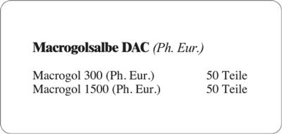 Etiketten zur Kennzeichnung von Rezepturen und Arzneimitteln "Macrogolsalbe DAC"