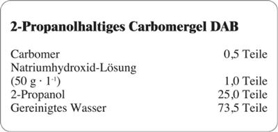 Etiketten zur Kennzeichnung von Rezepturen und Arzneimitteln "2-Propanolhaltiges Carbomergel DAB"
