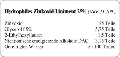 Etiketten zur Kennzeichnung von Rezepturen und Arzneimitteln "Zinkoxid-Schüttelmixtur 25% SR"