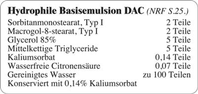 Etiketten zur Kennzeichnung von Rezepturen und Arzneimitteln "Hydrophile Hautemulsionsgrundlage"