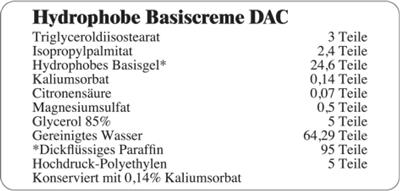 Etiketten zur Kennzeichnung von Rezepturen und Arzneimitteln "Hydrophobe Basiscreme DAC"