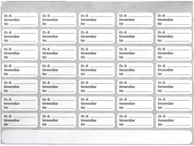 Haftetiketten "Ch.-B. Verwendbar bis:"