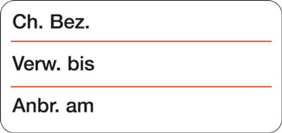 Haftetiketten "Charge verwendbar bis..."