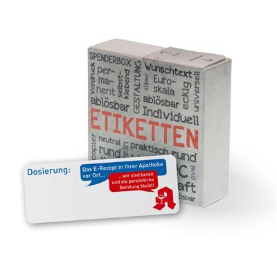 Dosierungsetiketten E-Rezept, in Spenderbox, neutral
