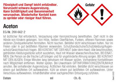 Gefahrstoff-Etiketten GHS Aceton
