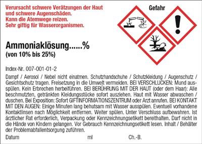 Gefahrstoff-Etiketten GHS Ammoniaklösung