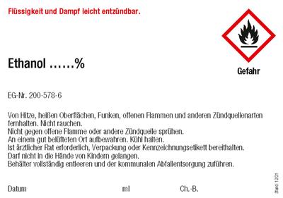 Gefahrstoff-Etiketten GHS Ethanol