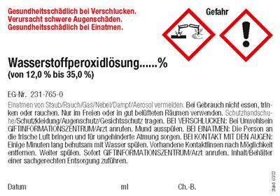 Gefahrstoff-Etiketten GHS Wasserstoffperoxid (12-35%)