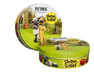 PECTORAL® Shaun das Schaf Hustenbonbon für Kinder zuckerfrei, 10 Dosen mit Motiv "Bitzer"