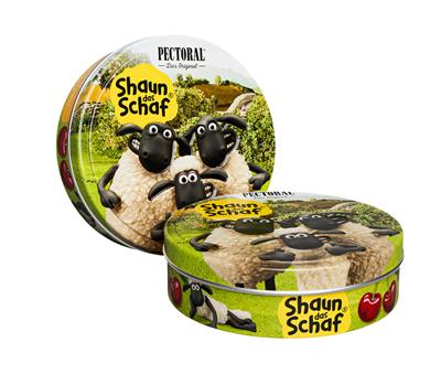 <p>PECTORAL® Shaun das Schaf Hustenbonbon für Kinder zuckerfrei, 10 Dosen mit Motiv "Schafe"</p>