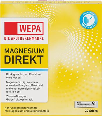 <p>WEPA - Die Apothekenmarke</p>
<p>Magnesium Direkt Sticks </p>