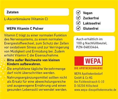 WEPA Vitamin C Pulver, 100 g Dose