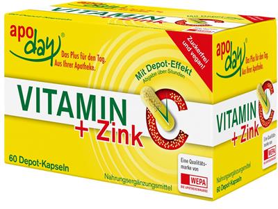 apoday<sup>®</sup>  Vitamin C plus Zink Kapseln, 60er Packung
