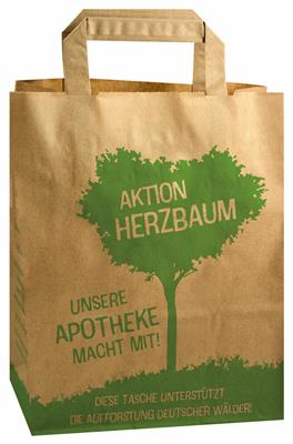 Recycling-Papier-Tragetasche, 2 l Herzbaum