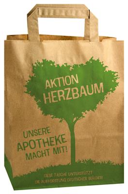 Recycling-Papier-Tragetasche, 2 l Herzbaum