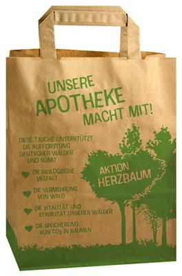 Recycling-Papier-Tragetasche, 2 l Herzbaum