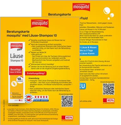 <p>mosquito<sup>®</sup> Läuse Beratungskarte med Läuse-Shampoo 10 / Läuse-2in1-Fluid</p>