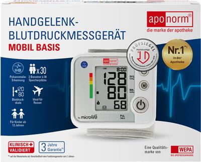 <p>aponorm<sup>®</sup> Mobil Basis Handgelenk-Blutdruckmessgerät</p>