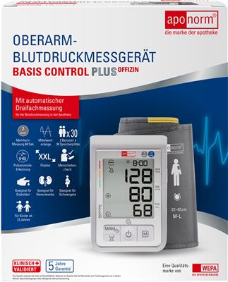 aponorm<sup>®</sup> Basis Control PLUS<sup>Offizin</sup> Oberarm-Blutdruckmessgerät (für Apothekenmessungen)