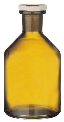 Steilbrusflasche, enghalsig, blanko mit Polystopfen, 50 ml