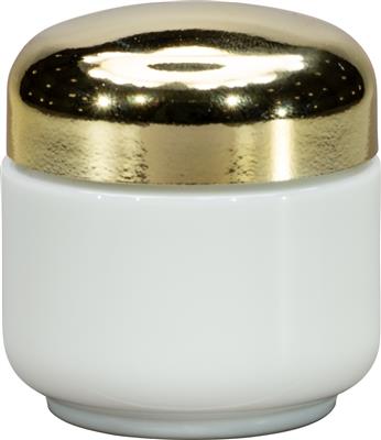 <p>Opalglasdose 50 ml, mit goldenem Schraubverschluss</p>