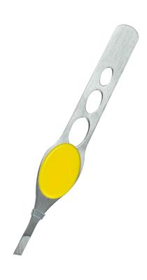 Edelstahl-Pinzette mit gummiertem Griff, gelb