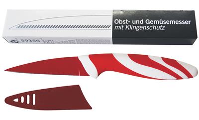 Obst-/Gemüsemesser mit Klingenschutz rot/weiß neutral