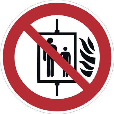 Aufkleber „Aufzug im Brandfall nicht benutzen“ 20 cm