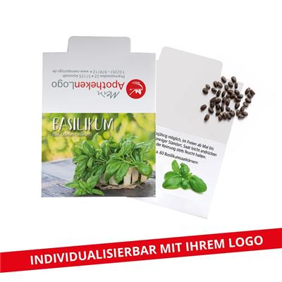 Saatgut-Mäppchen Basilikum <sub>"</sub>Premium" mit Apothekenaufdruck